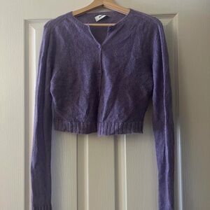 Danielle Guizio Purple Cropped Cardigan